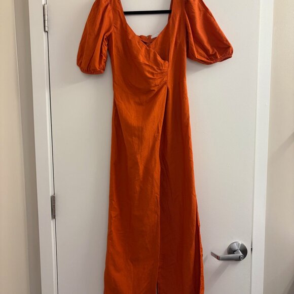 Mango Shortsleeve Jumpsuit with Puff Sleeve - Orange - XS - Picture 2 of 5